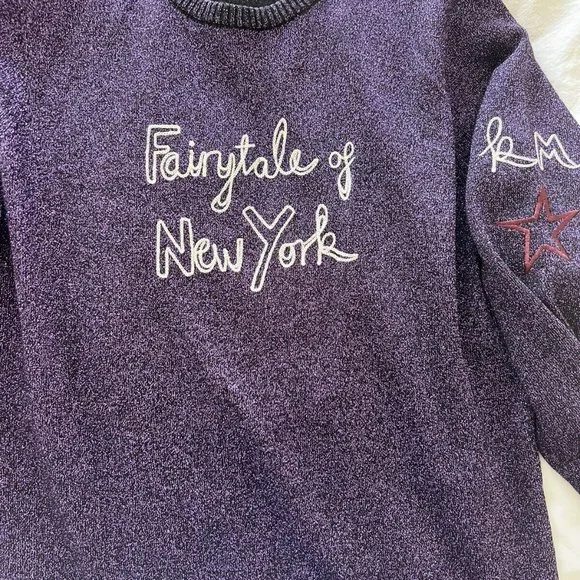 Bella Freud purple Fairytale of New York ladies sparkly jumper size S - Picture 3 of 5